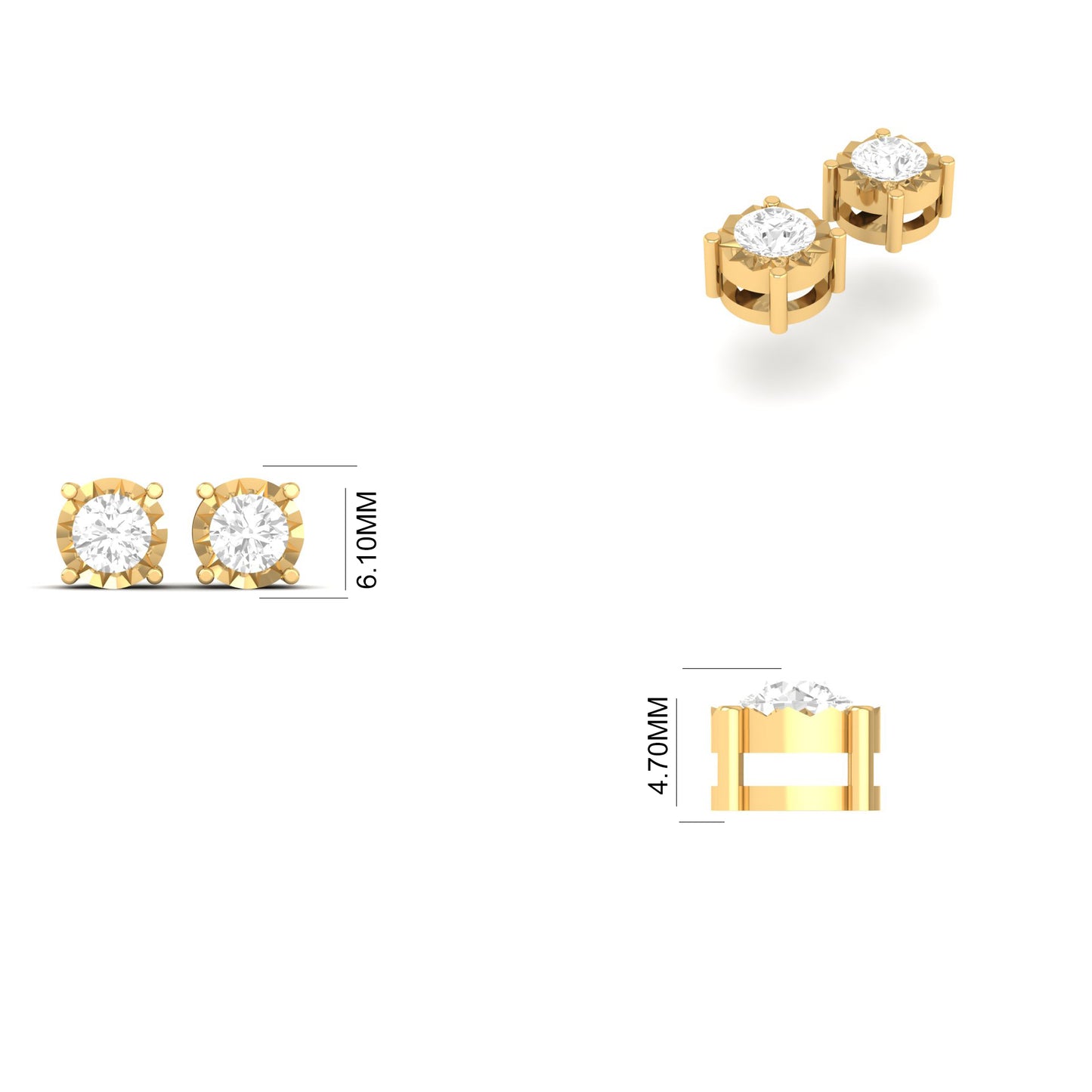 Earrings Diamond - Miracle Plate Diamond Stud Earrings