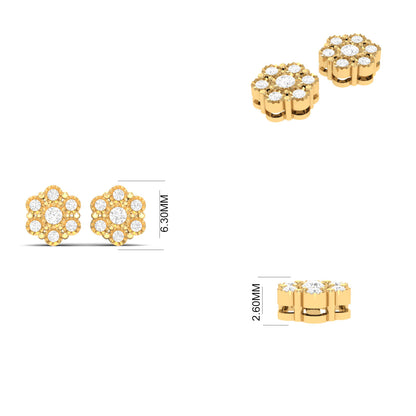 0.13CT Moissanite Diamond Miracle Plate Floral Stud Earrings 18kt Gold Over Sterling Silver