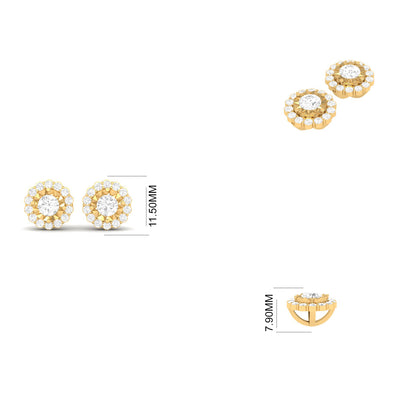 1.56CT Moissanite Diamond Miracle Plate Cluster Stud Earrings In 18kt Gold Over Sterling Silver