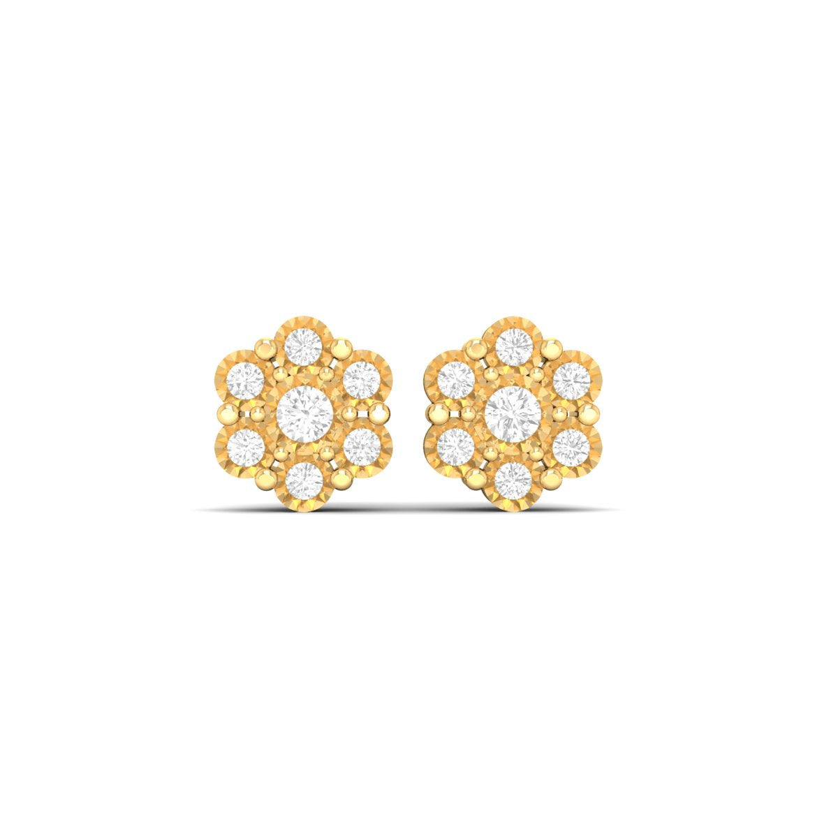 0.13CT Moissanite Diamond Miracle Plate Floral Stud Earrings 18kt Gold Over Sterling Silver