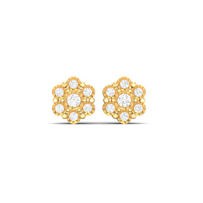 0.13CT Moissanite Diamond Miracle Plate Floral Stud Earrings 18kt Gold Over Sterling Silver