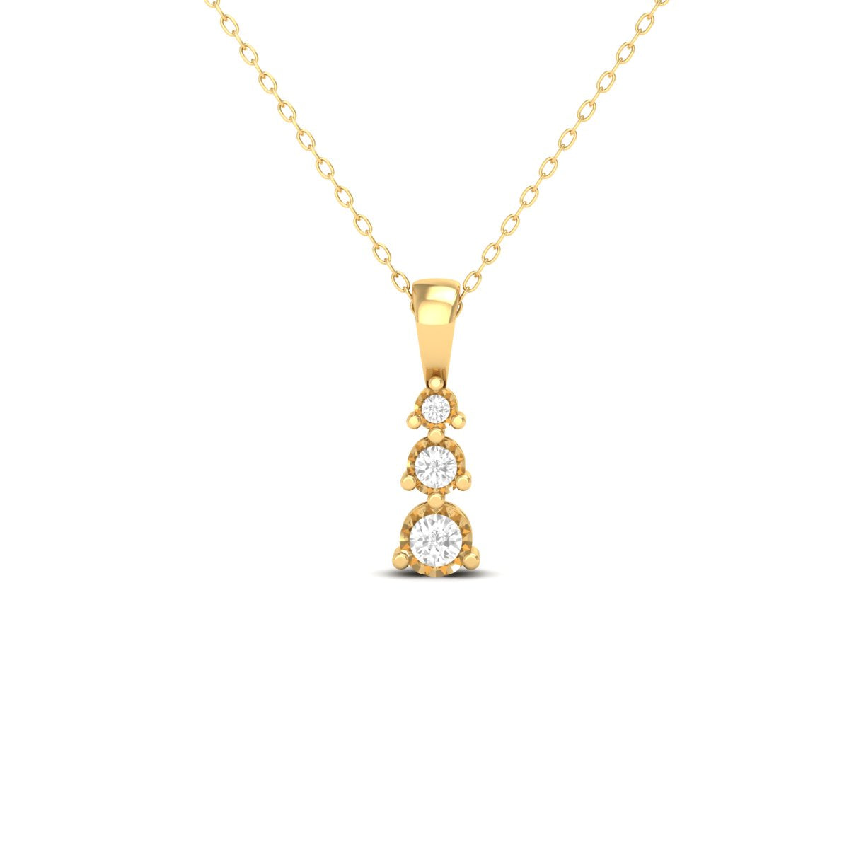 Illusion Set Round-cut Diamond Miracle Plated Three Stone Pendant Necklace