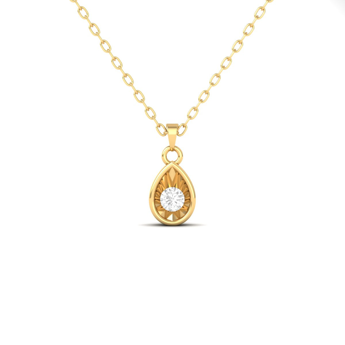 Solitaire Diamond with Miracle plate Pendant Necklace Love Gift for Women