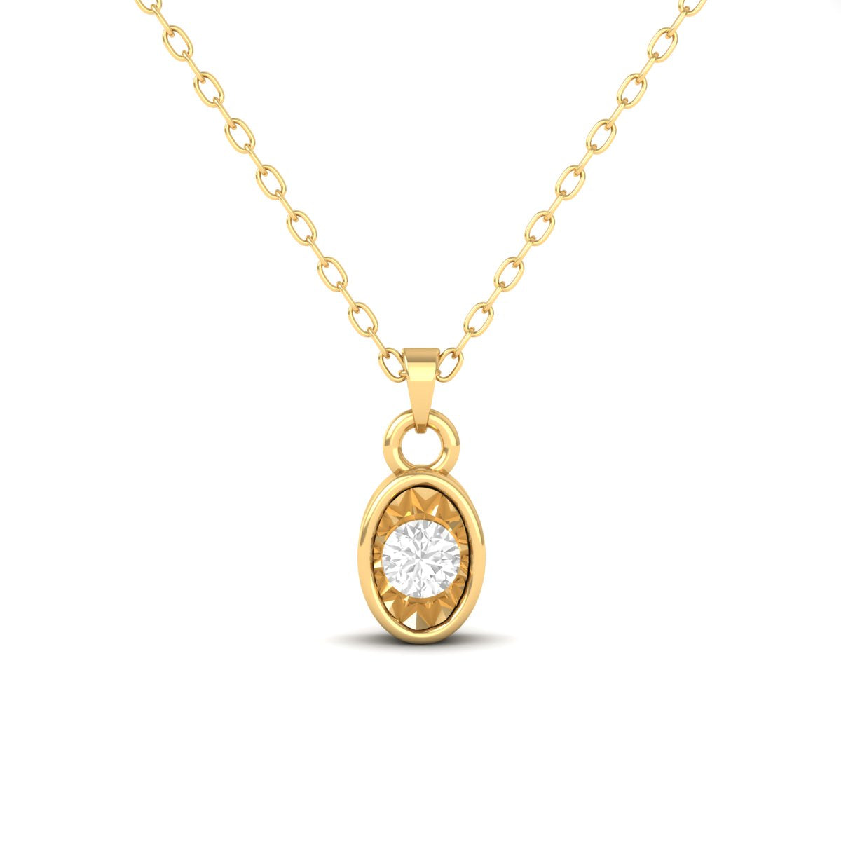 Miracle Plated Round Cut Moissanite Diamond Pendant Necklace