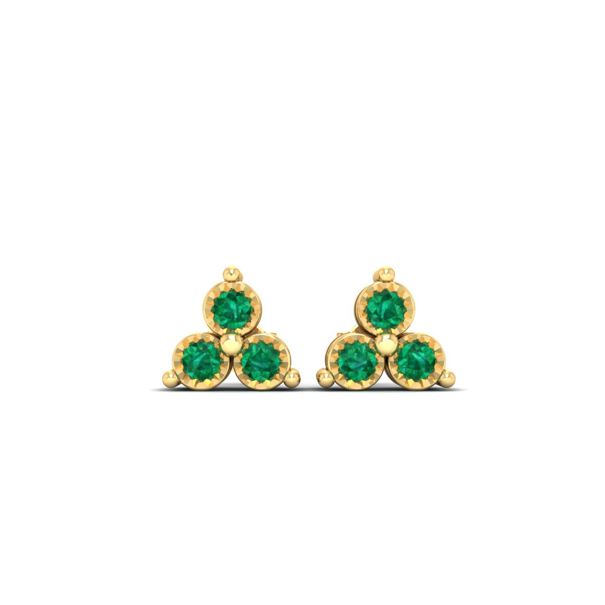 0.50CT Emerald Three stone Miracle Plate Cute Stud Earrings