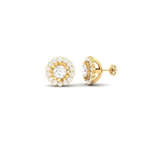 1.56CT Moissanite Diamond Miracle Plate Cluster Stud Earrings In 18kt Gold Over Sterling Silver