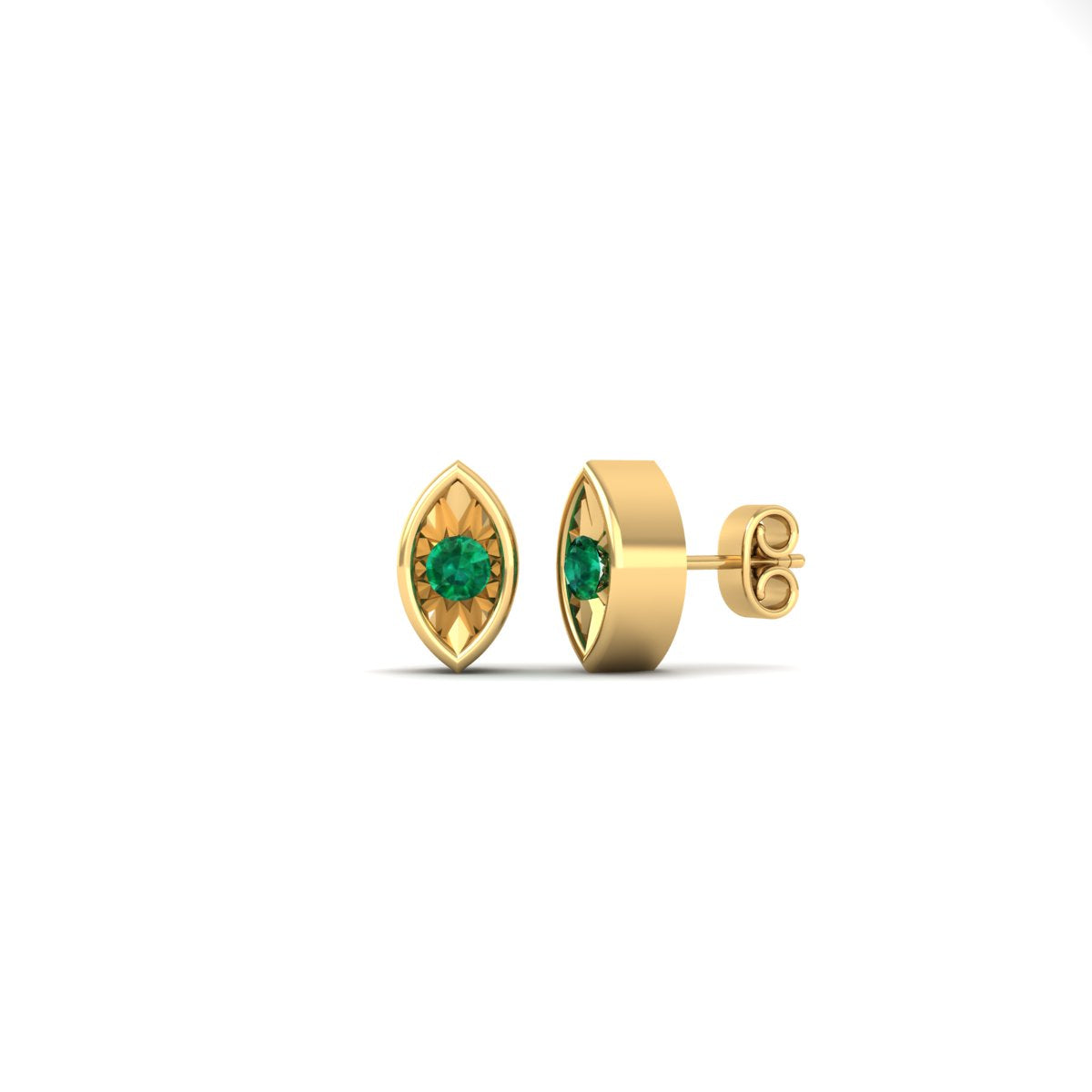 1Ct Emerald Solitaire Miracle Plate Stud Earring Love Gift for Women