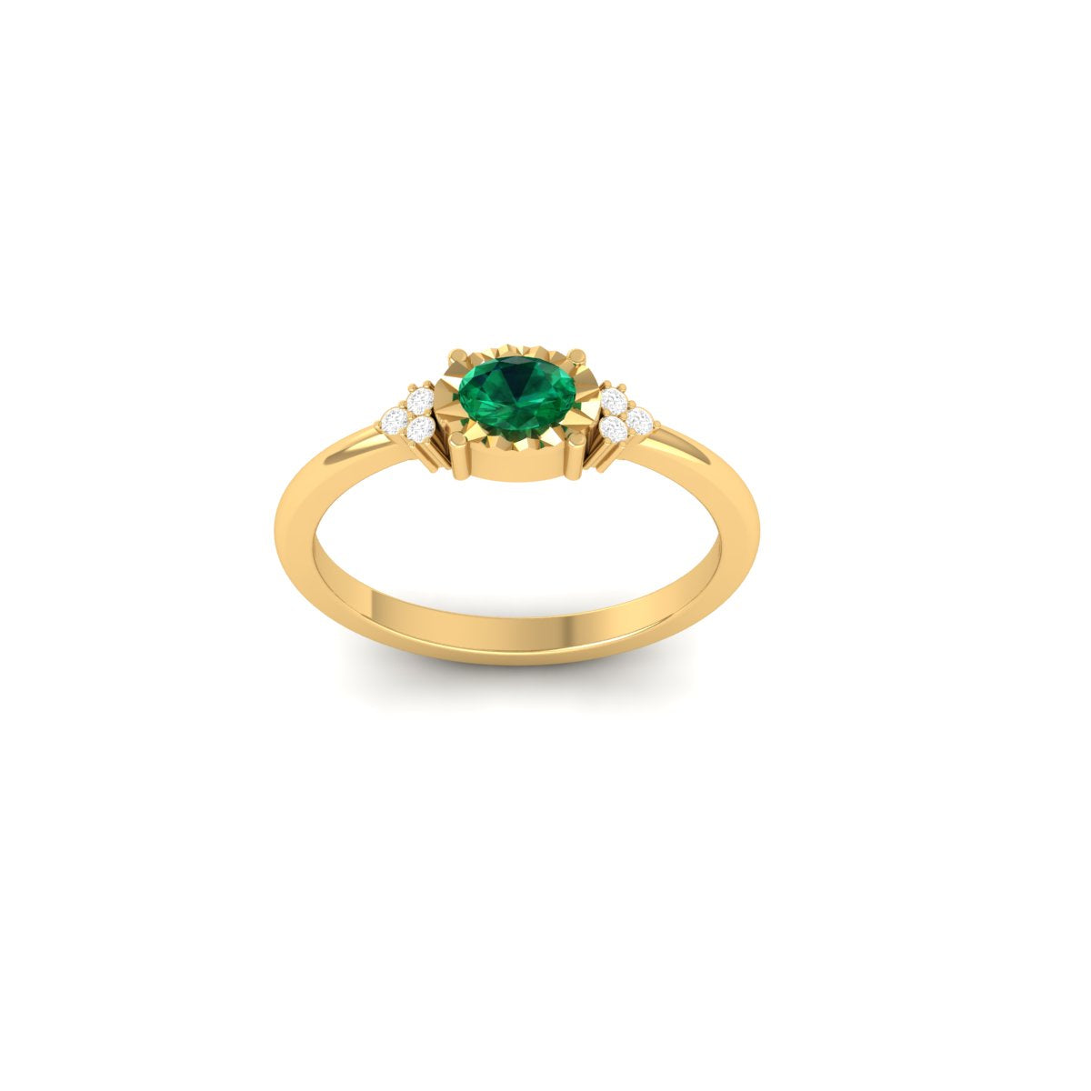 Illustion Emerald Wedding Ring 18kt Gold Over Sterling Silver