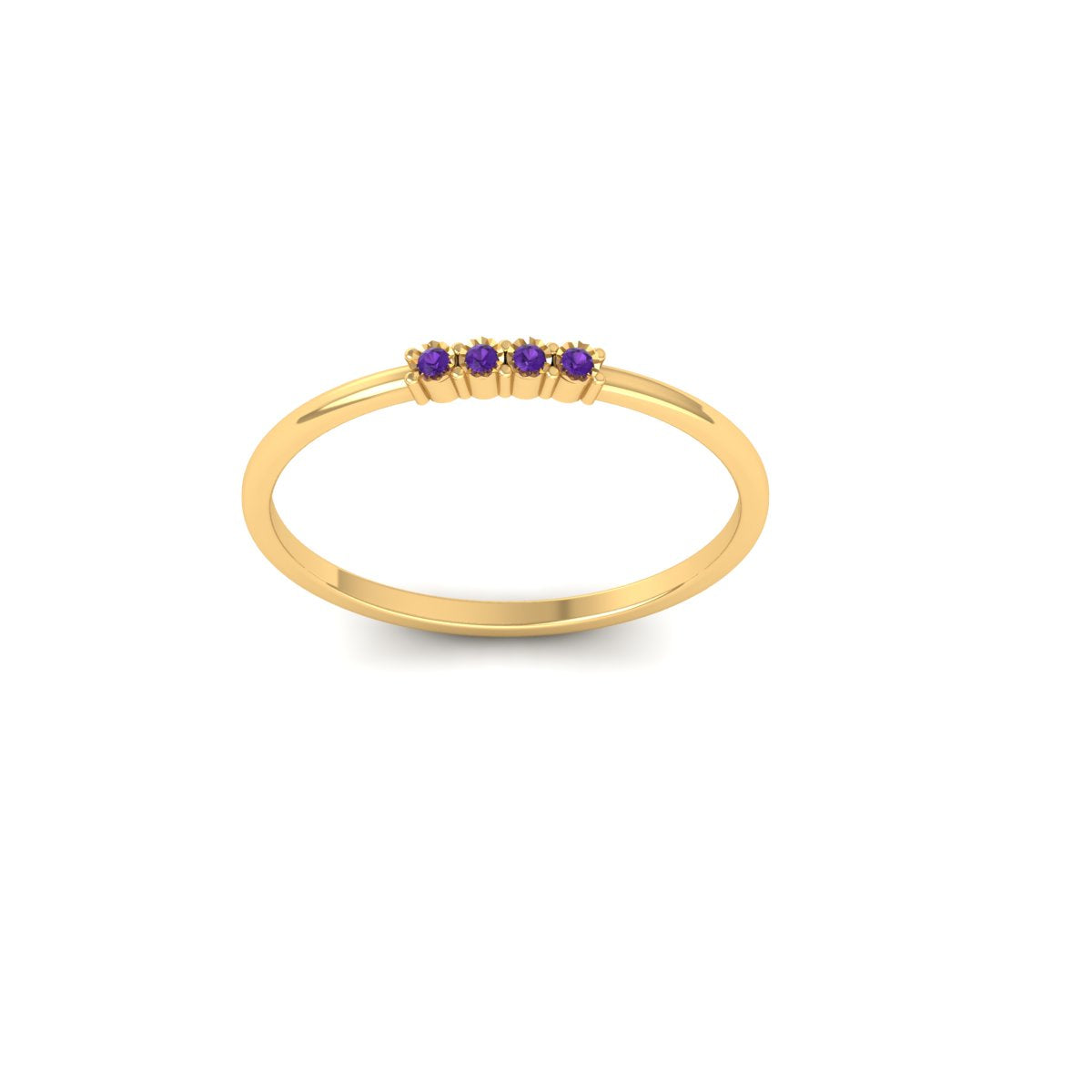 0.40CT Miracle Plate Amethyst Delicate Ring 18kt Gold Over Sterling Silver