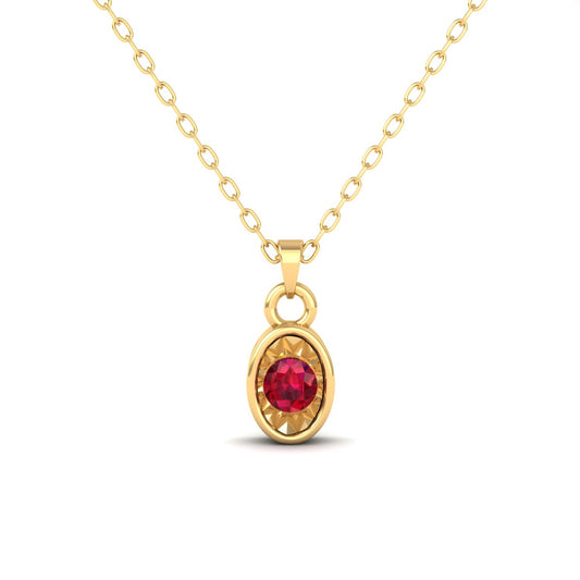 1.0CT Garnet Gemstone Miracle-Plated Pendant Necklace 18kt Gold Over Sterling Silver