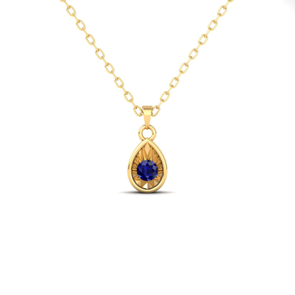 1.0CT Sapphire Gemstone Miracle-Plated Pendant Necklace 18kt Gold Over Sterling Silver