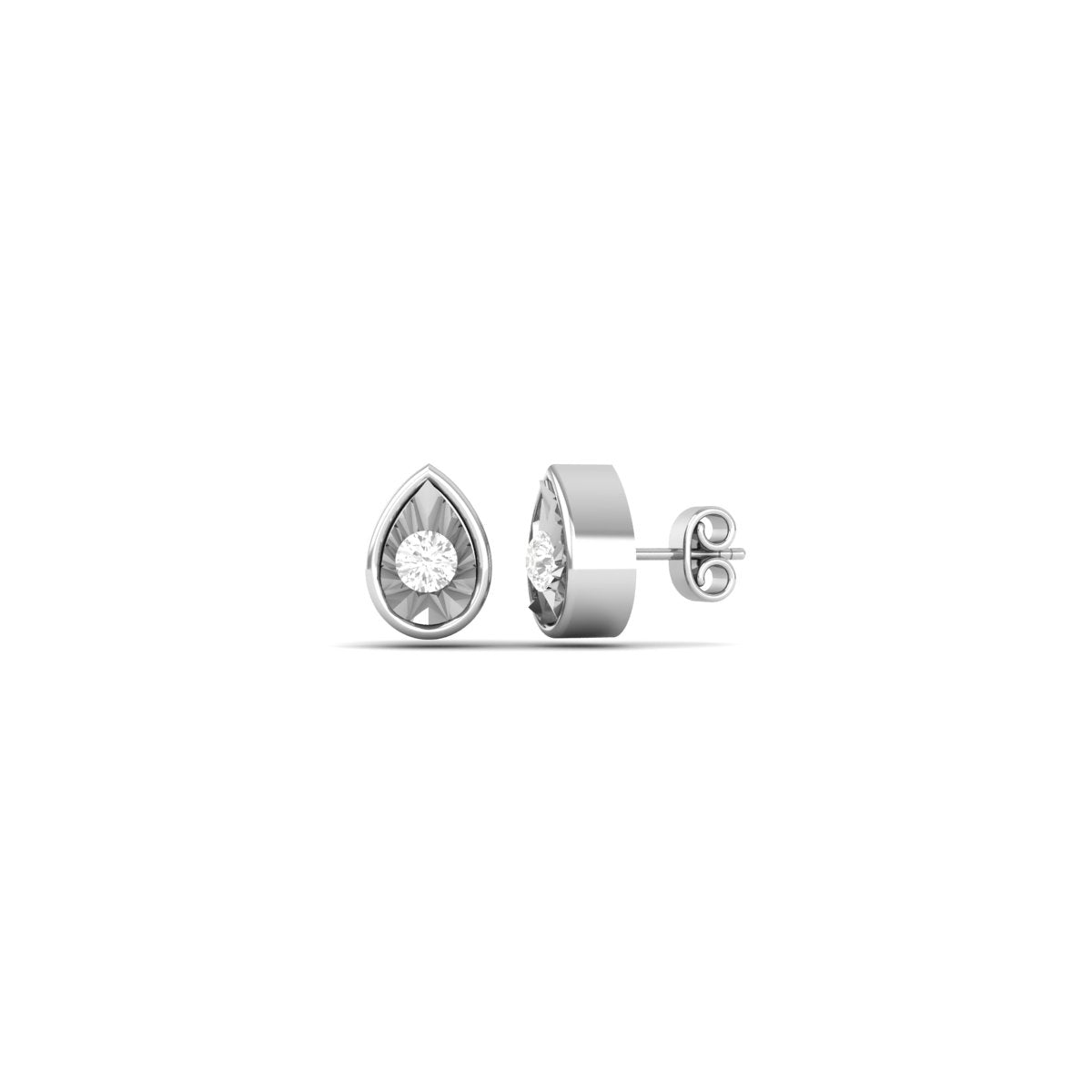 Moissanite Miracle Plate Diamond Small Pear Stud Earring in Sterling Silver