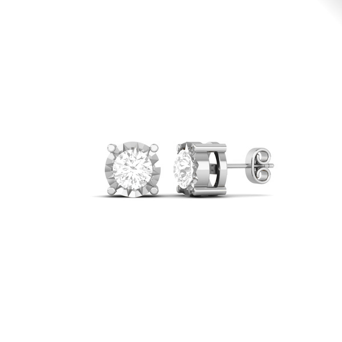 1.0CT Moissanite Miracle Plate Stud Earrings In 925 Sterling Silver